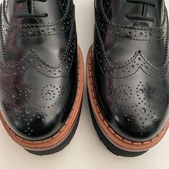 Tod’s Black Platform Wingtip Oxford Gomma T50 Shoes Size 37 - Picture 6 of 10